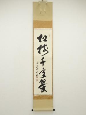 前大徳　福本積應筆　「松樹千年翠」一行書　肉筆紙本掛軸（共箱）